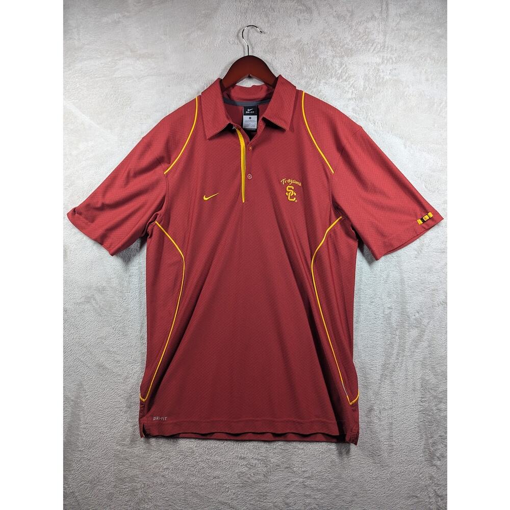 USC Trojans Nike Dri-Fit Polo Shirt Men's LARGE Red Short Sleeve 2010